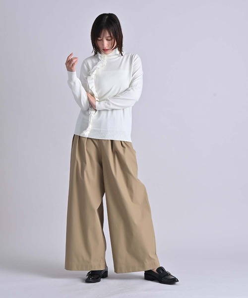 RAW FUDGE（ローファッジ）の「３タックワイドパンツ（スラックス・レディース・ブラック/キャメル・M）」の13枚目の写真