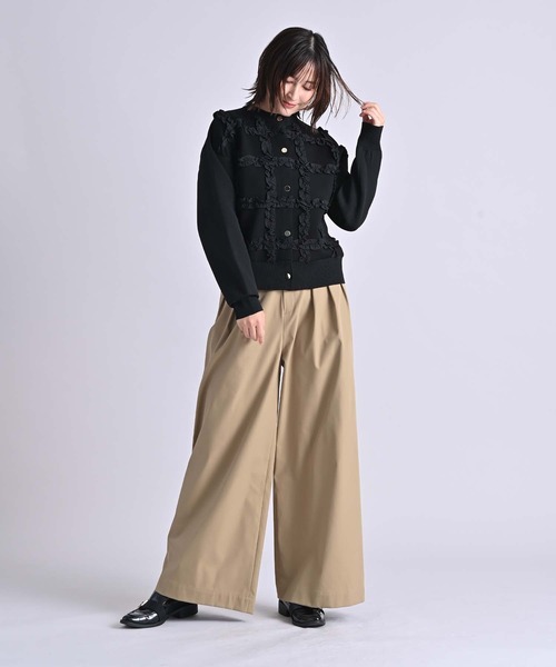 RAW FUDGE（ローファッジ）の「３タックワイドパンツ（スラックス・レディース・ブラック/キャメル・M）」の16枚目の写真