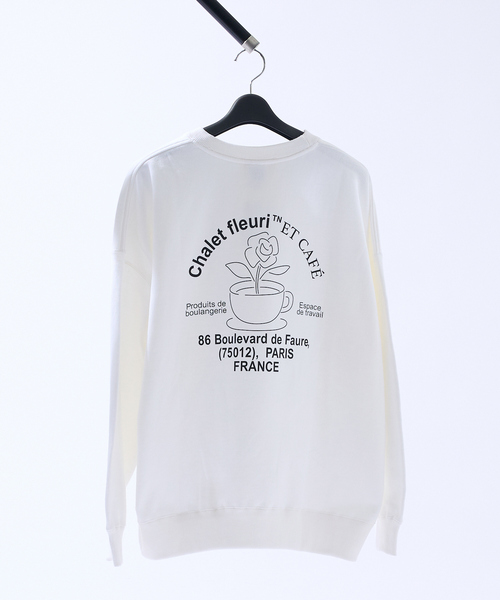 ABAHOUSE(アバハウス)の「cafe graphic バックプリント スウェット オーバーサイズ / ユニセックス / LE TRIO ABAHOUSE(スウェット・メンズ・ホワイト/ブルー・46/48/44)」の7枚目の写真