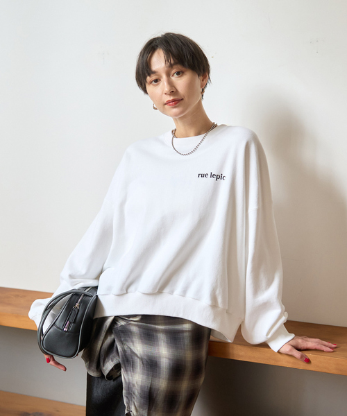 ABAHOUSE(アバハウス)の「cafe graphic バックプリント スウェット オーバーサイズ / ユニセックス / LE TRIO ABAHOUSE(スウェット・メンズ・ホワイト/ブルー・46/48/44)」の9枚目の写真