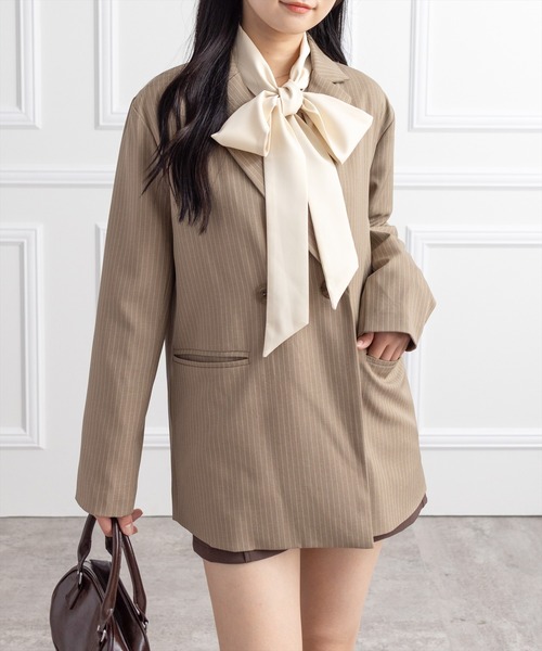 CLEAR BASIC（クリアベーシック）の「オーバーサイズジャケット(セット可)[オフィスカジュアル 着回し抜群 大人]≪AW新作≫（テーラードジャケット・レディース・ブラック/グレー/ベージュ系その他・F）」の3枚目の写真