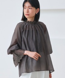 洗える | シアー ボリューム レース ブラウス | 長袖 シアートップス シャツ ブラウス