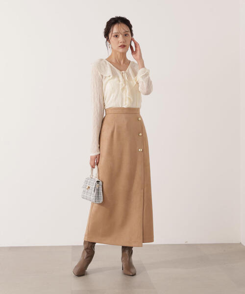 PROPORTION BODY DRESSING(プロポーションボディドレッシング)の「フェイクスエード調ナロースカート / 1215220012(スカート・レディース・ベージュ/ブラウン・SMALL/MEDIUM)」の1枚目の写真