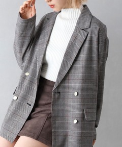 Noble チェックピークドロングジャケット セール】チェックピークドロングジャケット◇（テーラード