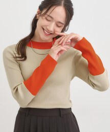 Cutie Blonde | 【洗える/S-LL】配色使いがアクセント リブハイネックインナー(ニット/セーター)