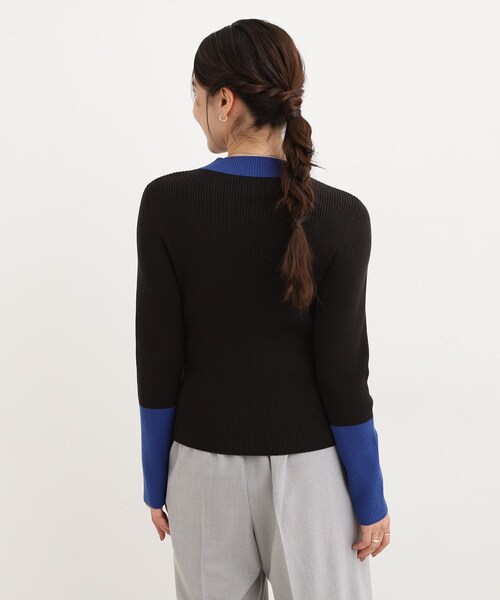 Cutie Blonde（キューティーブロンド）の「【洗濯機可/S-LL】配色使いがアクセント リブハイネックインナー（ニット/セーター・レディース・ブルー系その他6/オレンジ系その他5/グレー系4・01/02/03/04）」の20枚目の写真