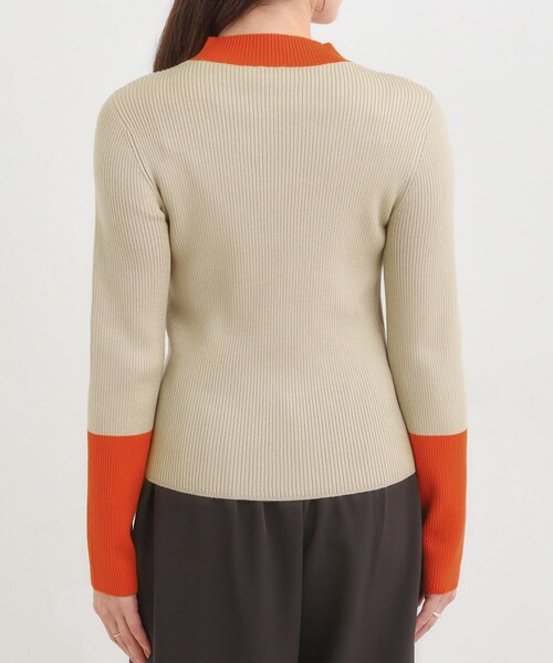 Cutie Blonde（キューティーブロンド）の「【洗濯機可/S-LL】配色使いがアクセント リブハイネックインナー（ニット/セーター・レディース・ブルー系その他6/オレンジ系その他5/グレー系4・01/02/03/04）」の13枚目の写真
