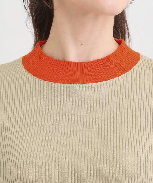 Cutie Blonde（キューティーブロンド）の「【洗濯機可/S-LL】配色使いがアクセント リブハイネックインナー（ニット/セーター・レディース・ブルー系その他6/オレンジ系その他5/グレー系4・01/02/03/04）」の14枚目の写真