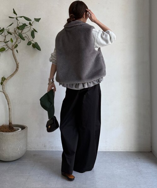 DouDou（ドゥドゥ）の「【WEB限定】エコミンクファーベスト（ベスト・レディース・グレー/モカ・FREE）」の7枚目の写真