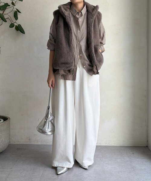 DouDou（ドゥドゥ）の「【WEB限定】エコミンクファーベスト（ベスト・レディース・グレー/モカ・FREE）」の12枚目の写真