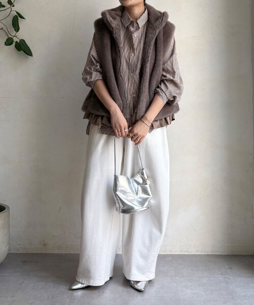 DouDou（ドゥドゥ）の「【WEB限定】エコミンクファーベスト（ベスト・レディース・グレー/モカ・FREE）」の14枚目の写真