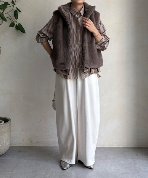 DouDou（ドゥドゥ）の「【WEB限定】エコミンクファーベスト（ベスト・レディース・グレー/モカ・FREE）」の15枚目の写真