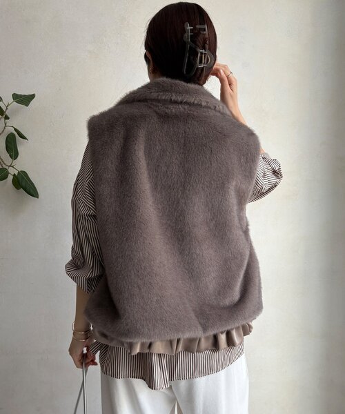 DouDou（ドゥドゥ）の「【WEB限定】エコミンクファーベスト（ベスト・レディース・グレー/モカ・FREE）」の20枚目の写真