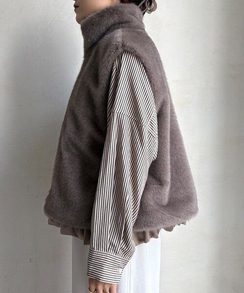 DouDou（ドゥドゥ）の「【WEB限定】エコミンクファーベスト（ベスト・レディース・グレー/モカ・FREE）」の22枚目の写真