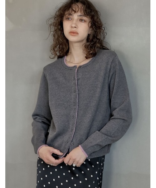 Re:EDIT（リエディ）の「[2025AW COLLECTION]配色アルパカタッチニットカーディガン（カーディガン/ボレロ・レディース・ブラック/グレー系その他/ブラウン系その他/グレー/ブラック系その他/ホワイト/レッド/ブルー系その他・MEDIUM/LARGE）」の5枚目の写真