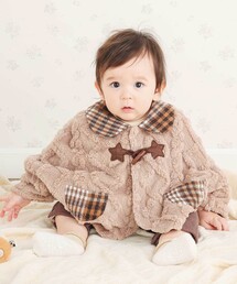 SLAP SLIP BABY（スラップスリップベビー）の「【お揃い】チェック襟付きケーブルボアマントベビー(50~90cm)（その他ベビーウェア）」