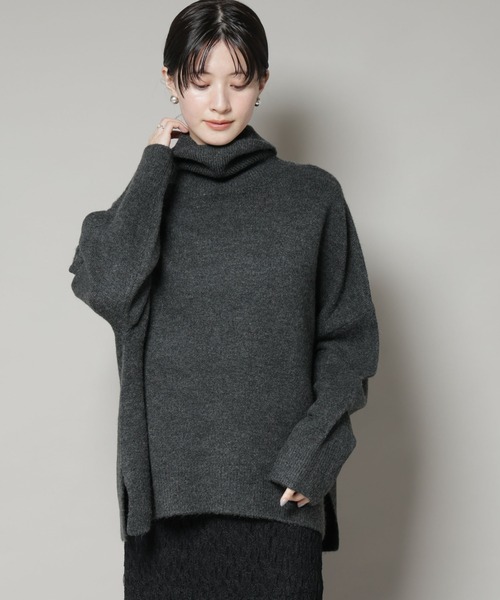 2933Z 美品 ネストローブ あったか♡ワイドタートルネックニット チャコール 2933Z 美品 ネストローブ あったか♡ワイドタートルネックニット