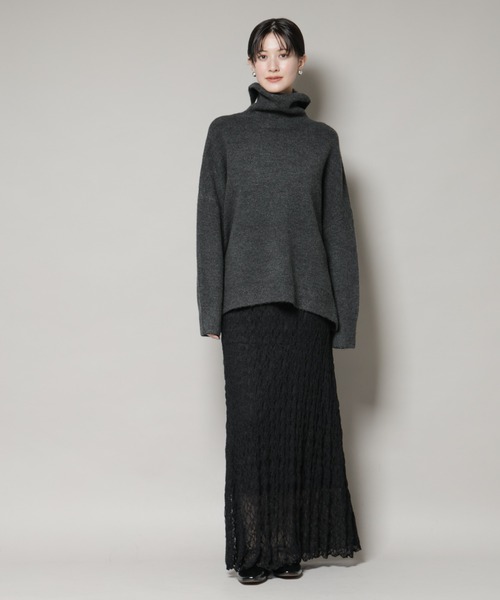 NANO universe（ナノユニバース）の「タートルワイドシルエット圧縮ニット（ニット/セーター・レディース・グレー/ライトベージュ/チャコール・FREE）」の7枚目の写真