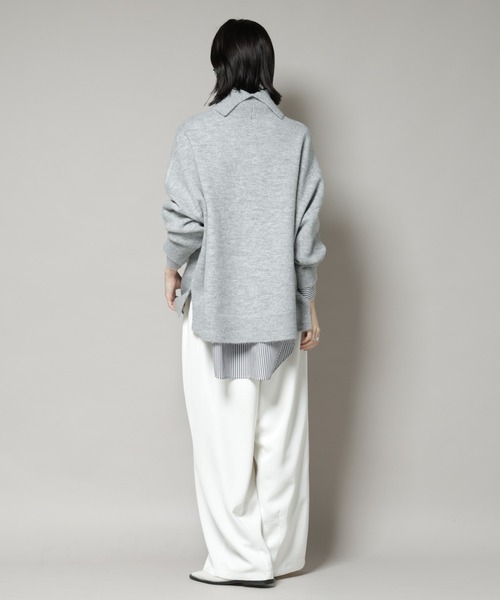 NANO universe（ナノユニバース）の「タートルワイドシルエット圧縮ニット（ニット/セーター・レディース・グレー/ライトベージュ/チャコール・FREE）」の17枚目の写真