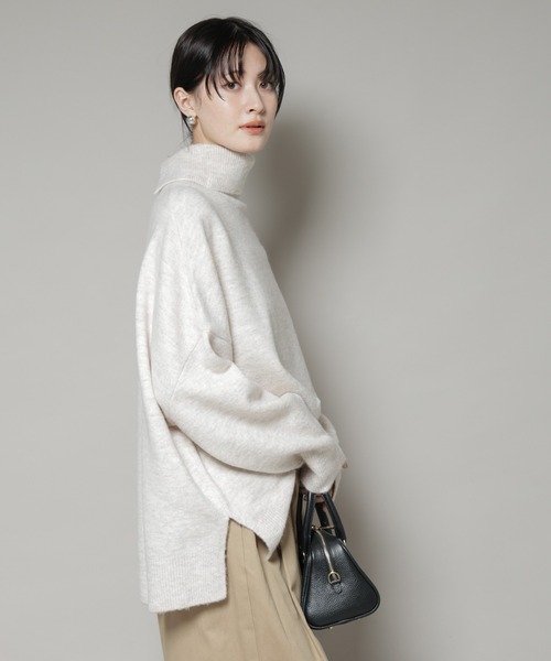 NANO universe（ナノユニバース）の「タートルワイドシルエット圧縮ニット（ニット/セーター・レディース・グレー/ライトベージュ/チャコール・FREE）」の19枚目の写真