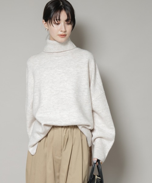 NANO universe（ナノユニバース）の「タートルワイドシルエット圧縮ニット（ニット/セーター・レディース・グレー/ライトベージュ/チャコール・FREE）」の20枚目の写真