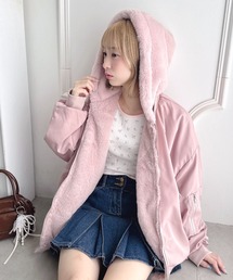 【リバーシブル】フェイクファーフーディ2WAYブルゾン