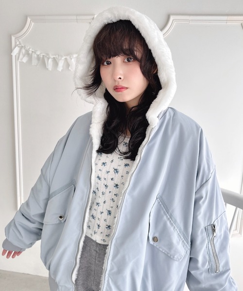 リバーシブル】フェイクファーフーディ2WAYブルゾン｜リバーシブル2WAY