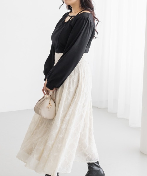 CLETTE（クレット）の「CLETTEオリジナルデコルテベルトハートネック長袖プルオーバー（Tシャツ/カットソー・レディース・チャコールグレー/オフホワイト/ブラック・LL/4L/3L）」の16枚目の写真