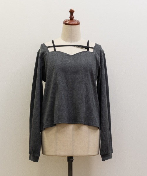 CLETTE（クレット）の「CLETTEオリジナルデコルテベルトハートネック長袖プルオーバー（Tシャツ/カットソー・レディース・チャコールグレー/オフホワイト/ブラック・LL/4L/3L）」の20枚目の写真