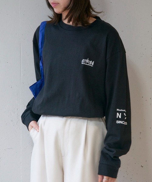 Manhattan Portage(マンハッタンポーテージ)の「【Manhattan Portage】L/S PRINT T-SHIRT MP-M580(Tシャツ/カットソー・レディース・ライトグレー/ホワイト/ブラック・L/M)」の2枚目の写真