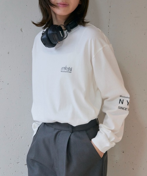 Manhattan Portage(マンハッタンポーテージ)の「【Manhattan Portage】L/S PRINT T-SHIRT MP-M580(Tシャツ/カットソー・レディース・ライトグレー/ホワイト/ブラック・L/M)」の7枚目の写真