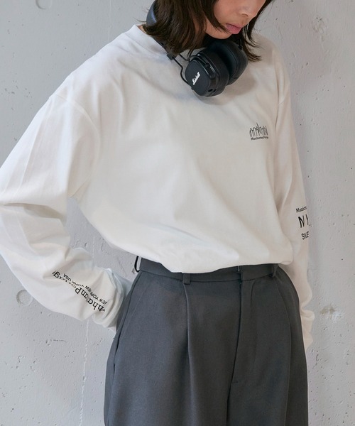 Manhattan Portage(マンハッタンポーテージ)の「【Manhattan Portage】L/S PRINT T-SHIRT MP-M580(Tシャツ/カットソー・レディース・ライトグレー/ホワイト/ブラック・L/M)」の9枚目の写真