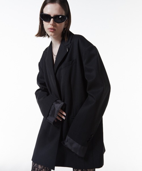 JOSE MOON(ジョゼムーン)の「WOOL OVER JACKET/ウールオーバージャケット(テーラードジャケット・レディース・ブラック/カーキ/グレー・FREE)」の2枚目の写真