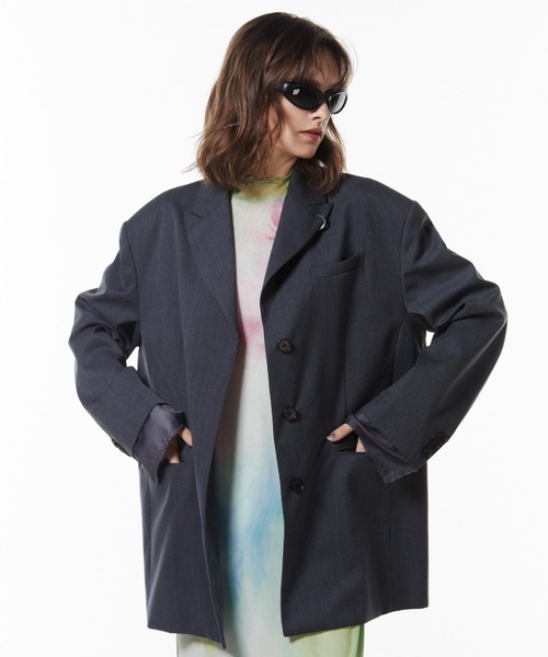 JOSE MOON(ジョゼムーン)の「WOOL OVER JACKET/ウールオーバージャケット(テーラードジャケット・レディース・ブラック/カーキ/グレー・FREE)」の5枚目の写真