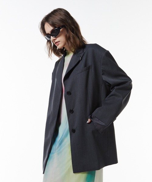 JOSE MOON(ジョゼムーン)の「WOOL OVER JACKET/ウールオーバージャケット(テーラードジャケット・レディース・ブラック/カーキ/グレー・FREE)」の6枚目の写真