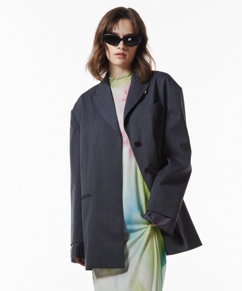 JOSE MOON(ジョゼムーン)の「WOOL OVER JACKET/ウールオーバージャケット(テーラードジャケット・レディース・ブラック/カーキ/グレー・FREE)」の4枚目の写真