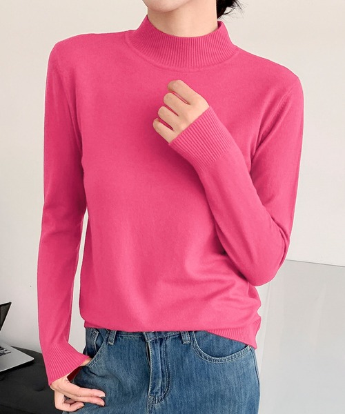 セール】【12色展開】ハイネック ニット プルオーバー（ニット