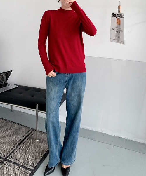 セール】【12色展開】ハイネック ニット プルオーバー（ニット