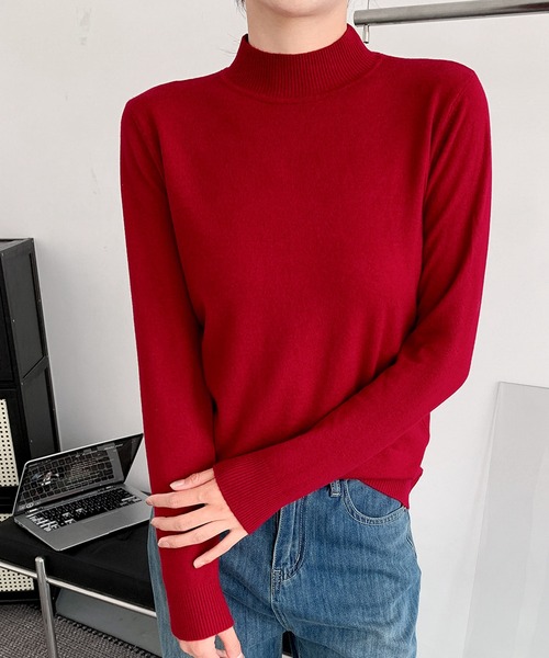 セール】【12色展開】ハイネック ニット プルオーバー（ニット