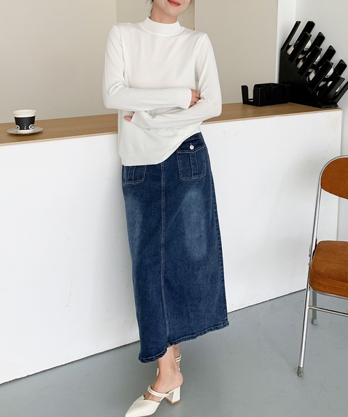 LOWO（ロワ）の「【12色展開】ハイネック ニット プルオーバー（ニット/セーター・レディース・オフホワイト/グレー/ブラック/グレイッシュベージュ/カーキ/ベビーピンク/モカ/ベージュ/マスタード/ブラウン/ピンク/レッド・FREE）」の15枚目の写真