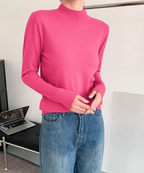 セール】【12色展開】ハイネック ニット プルオーバー（ニット