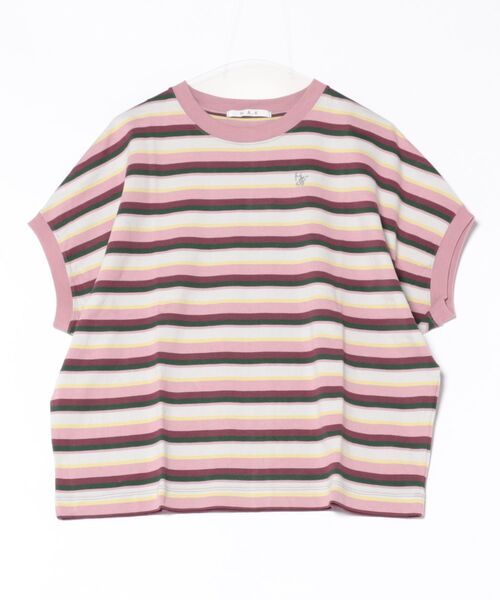 H.A.K(ハク)の「天竺ボーダーTシャツ(Tシャツ/カットソー・レディース・ピンク/杢グレー・FREE)」の2枚目の写真