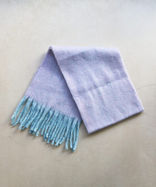 NOISE MAKER（ノイズメーカー）の「バイカラーボリュームフリンジマフラー（マフラー・レディース・ブルー系/ピンク系/グリーン系/ブラウン系/パープル系・FREE）」の14枚目の写真