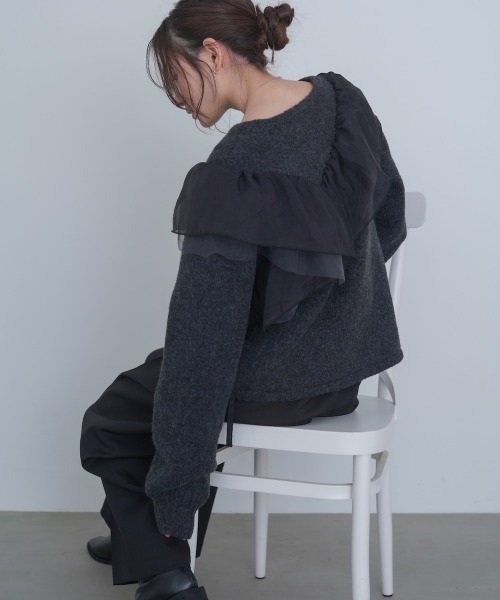 Bab（バブ）の「アシンメトリーフリルニットトップス（ニット/セーター