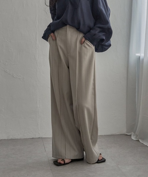 notch.(ノッチ)の「【notch. by KASUMI】 ストライプトラウザーパンツ(その他パンツ・レディース・ブラウン/チャコール/ベージュ・M/L/TM/TL)」の1枚目の写真