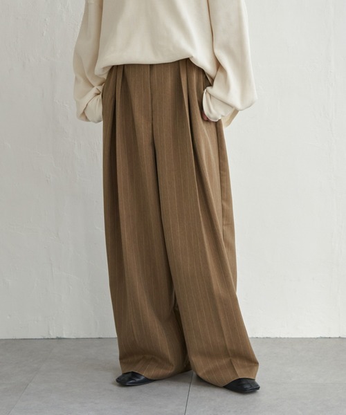 notch.(ノッチ)の「【notch. by KASUMI】 ストライプトラウザーパンツ(その他パンツ・レディース・ブラウン/チャコール/ベージュ・M/L/TM/TL)」の3枚目の写真