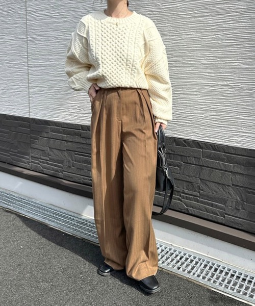 notch.(ノッチ)の「【notch. by KASUMI】 ストライプトラウザーパンツ(その他パンツ・レディース・ブラウン/チャコール/ベージュ・M/L/TM/TL)」の5枚目の写真