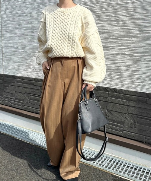 notch.(ノッチ)の「【notch. by KASUMI】 ストライプトラウザーパンツ(その他パンツ・レディース・ブラウン/チャコール/ベージュ・M/L/TM/TL)」の7枚目の写真