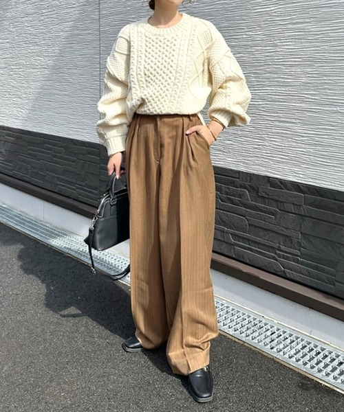 notch.(ノッチ)の「【notch. by KASUMI】 ストライプトラウザーパンツ(その他パンツ・レディース・ブラウン/チャコール/ベージュ・M/L/TM/TL)」の8枚目の写真