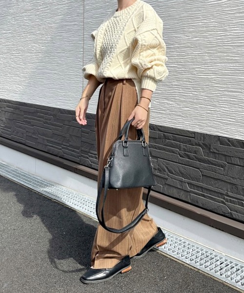 notch.(ノッチ)の「【notch. by KASUMI】 ストライプトラウザーパンツ(その他パンツ・レディース・ブラウン/チャコール/ベージュ・M/L/TM/TL)」の9枚目の写真